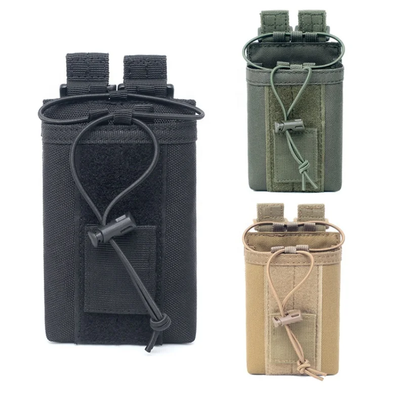 Tactical Molle Adjustable Interphone Storage Bag Radio Pouch for Two Ways Walkie-Talkie