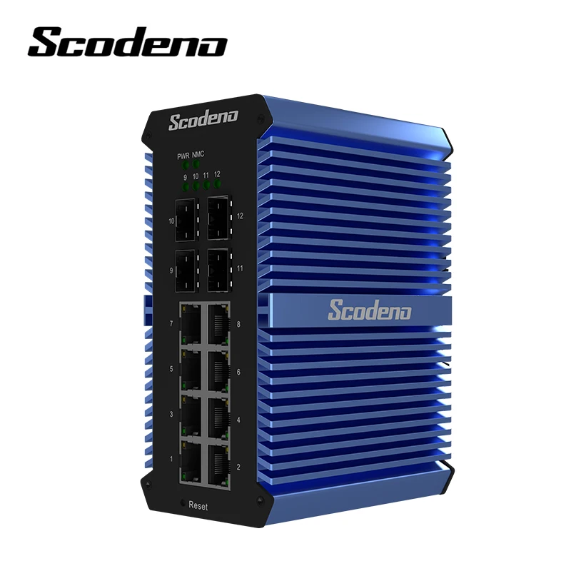  Управление IP50 10/100/1000 м 4 SFP + 8 портов RJ45 гигабитный конвертер Промышленный Коммутатор