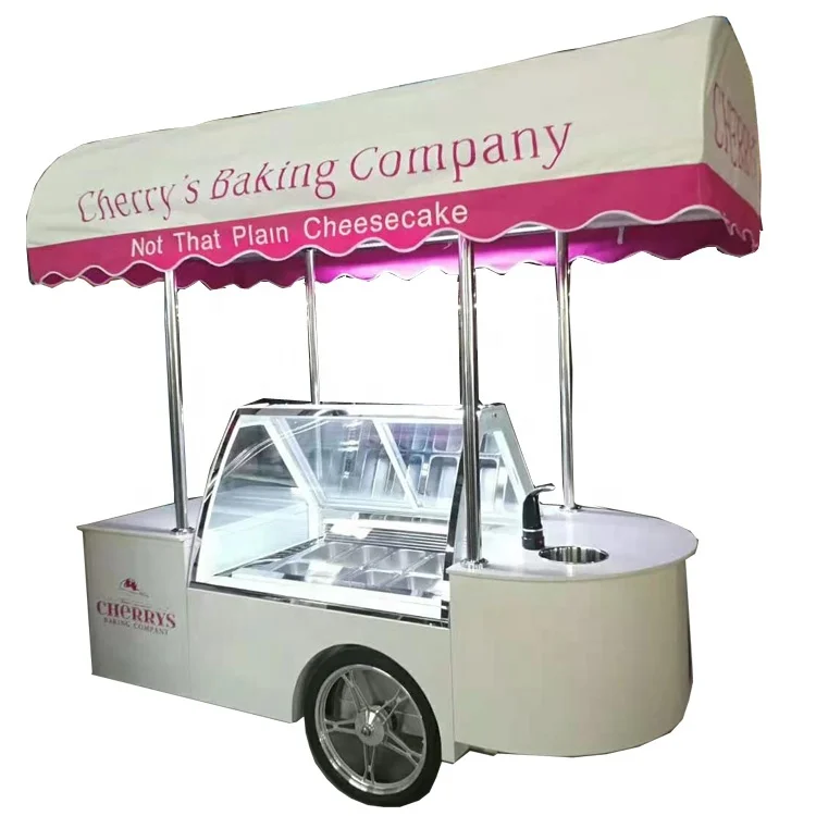 Factory supplies gelato trolley 12 grid hard ice cream cart Popsicle mobile car Outdoor snack cart ice cream push cart for sale