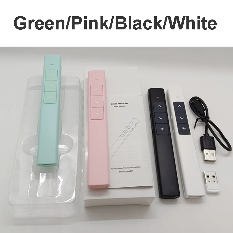 USB Wireless Presenter with Laser Green Light Pointer PPT Remote Control Pointer Pen for PPT Powerpoint Presentation Presenter