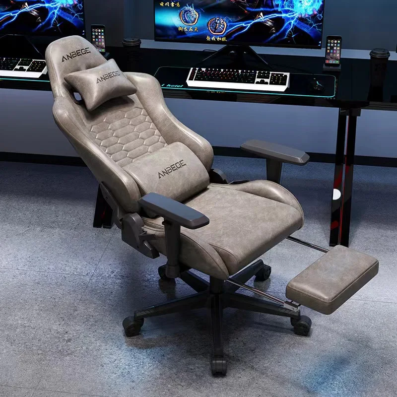 Luxury Faux Leather Gaming Chair With Headrest Footrest Ergonomic Office Computer Chair Swivel Adjustable Recliner Racing Chair