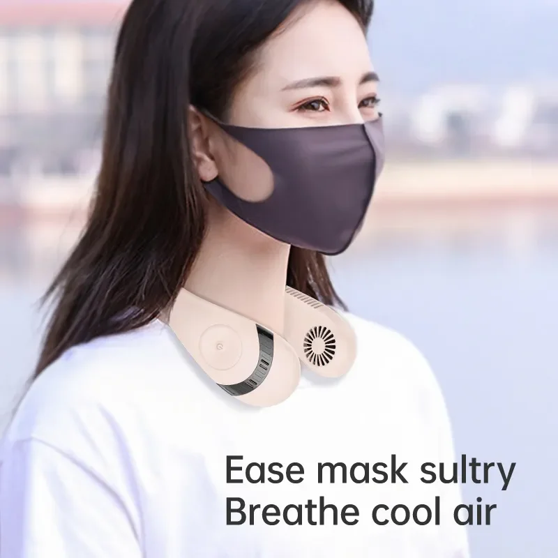 New Summer Cooling Hands-free Portable Leafless Neck Hanging Fan Bladeless USB Mini Rechargeable Neck Fan