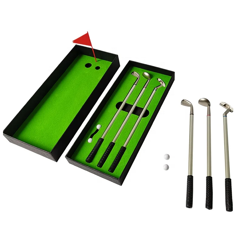 Hot selling new listing Deep desktop golf pencil fan you green club pen Fun golf gift set