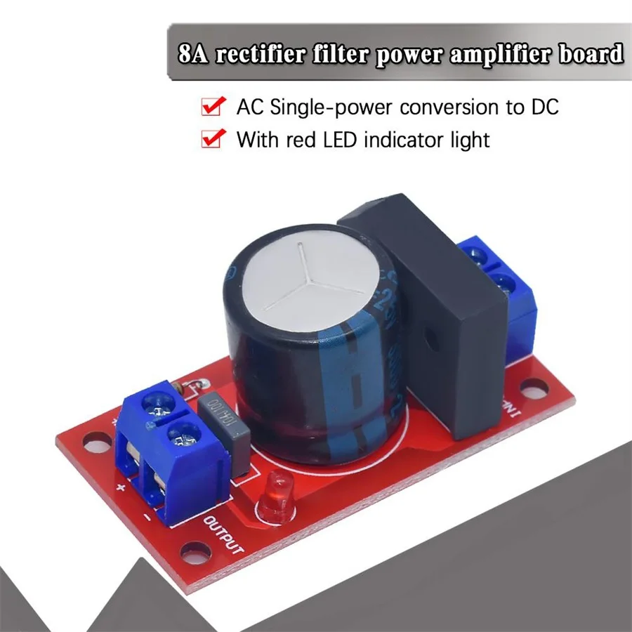 Rectifier Filter Power Board Rectifier 8A With Red LED Indicator AC Single Power to DC Single Source Amplifier Board Module