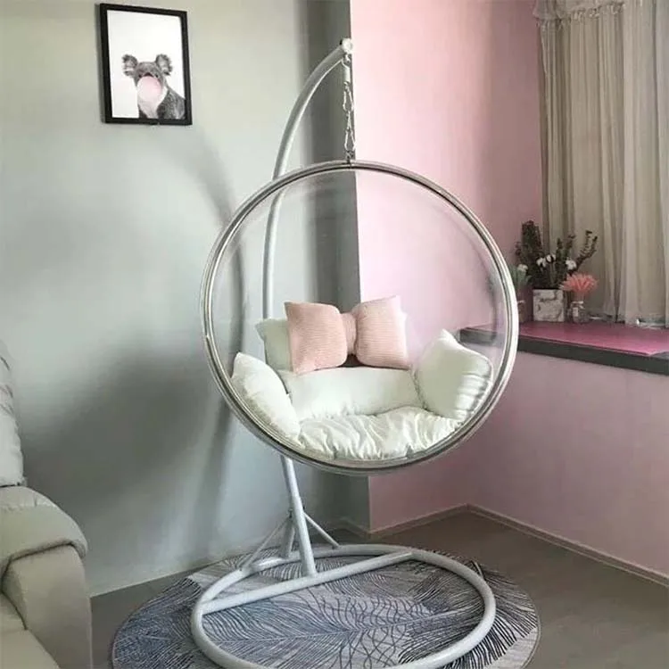 Outdoor Steel Garden Swing Chair Transparent Acrylic Hanging Bubble Chair For Living Room
