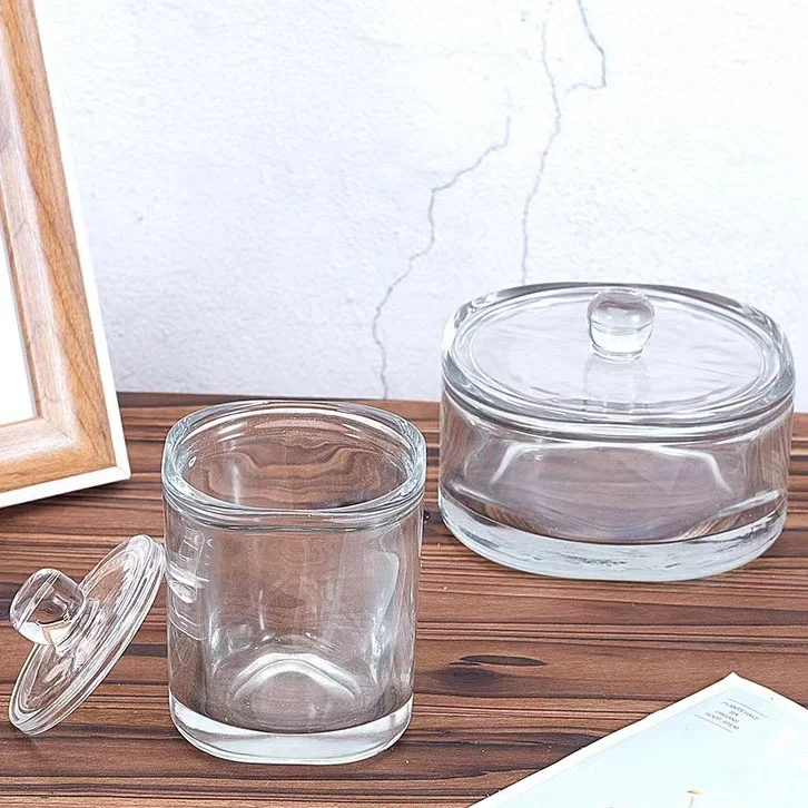Candle Vessels glass jar scented candle soy wax holder jar empty square glass candle jars with lids in bulk