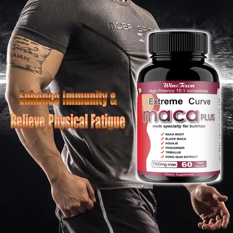 High Potency Maca Pills Black Maca Root Capsules Peruvian Maca Root Powder Extract Capsules for Women & Men