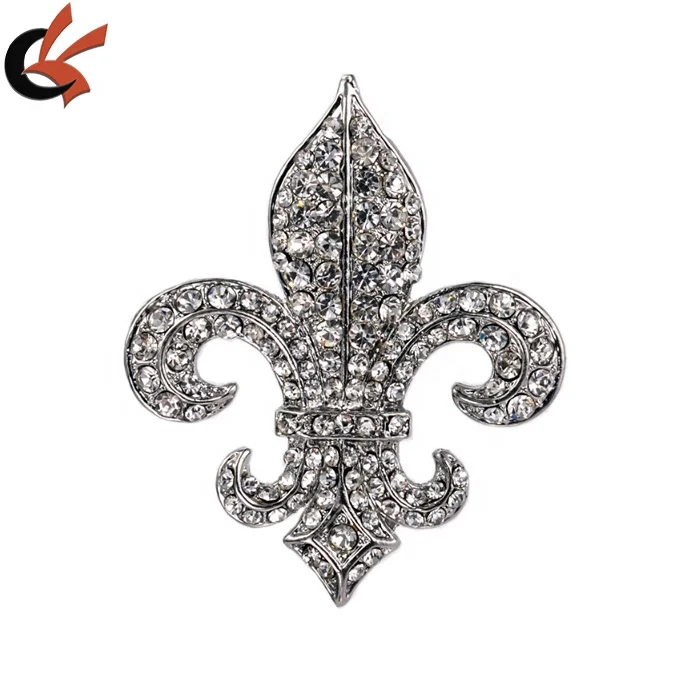 wholesale flatback rhinestone fleur de lis brooch