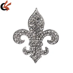 wholesale flatback rhinestone fleur de lis brooch
