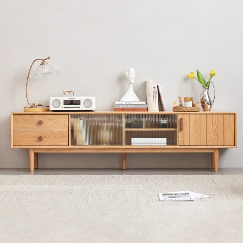 Atunus Home Office Bar Hotel library Living room furniture classic modern natural oak wood tv table and tv stand set