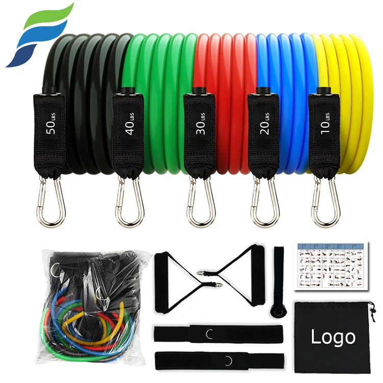 YETFUL Custom logo 11 pcs fitness hip heavy leggings exercise loop resistance outwork bands set with door anchor handles