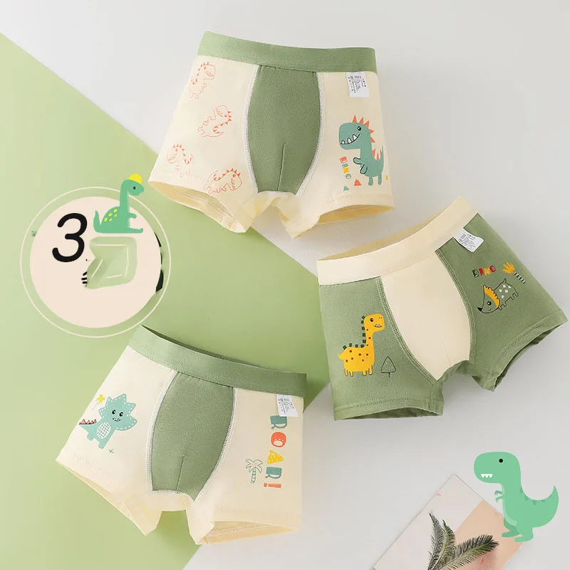 New 3pcs/set Little boys 95% cotton underpants Kids underwear with cartoon dinosaur comfortable  Baby boys Panties