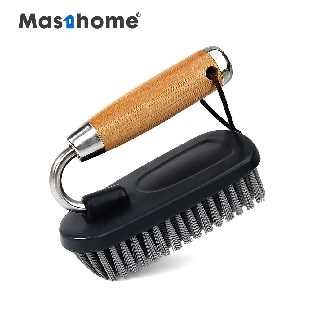 Masthome Bamboo & Stainless Steel Series Dustpan And Brush Set Dustpan With Brush