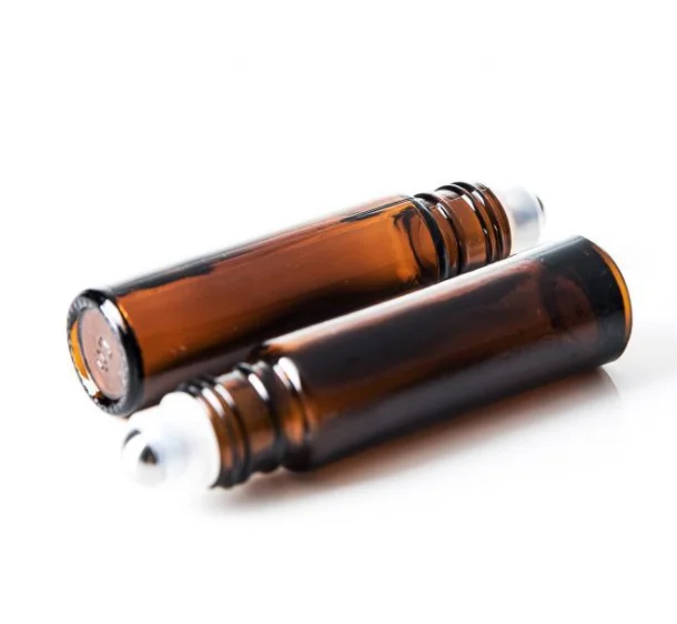 Gemstones Rose Quartz Stainless Steel 10Ml Mental Essential Oil Perfume Roller Ball Cap Insert Glass Roll On Bottles