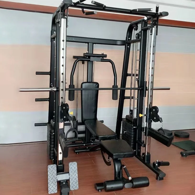Professional Multifunctional Home Exercise Multi Squat Leg Raiser bench and barbell All In One Smith Machine Gym Equipment