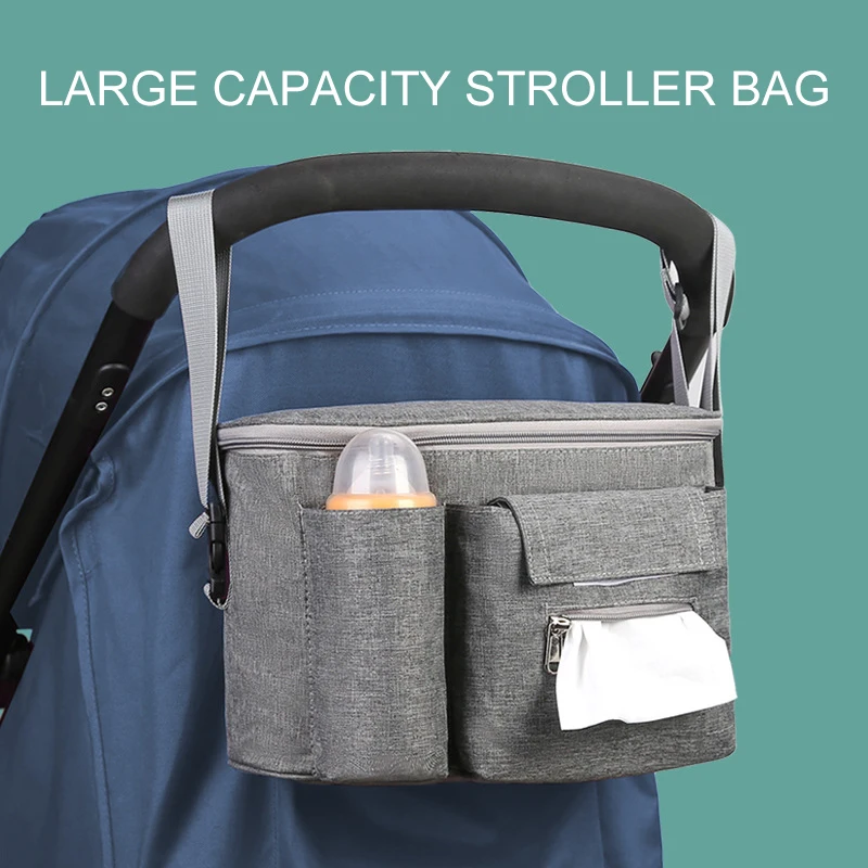 Stroller Organizer with Cup Holders Shoulder Strap Large Storage Diaper Bag Mother Care Organizer Hanging Baby Diaper Bag