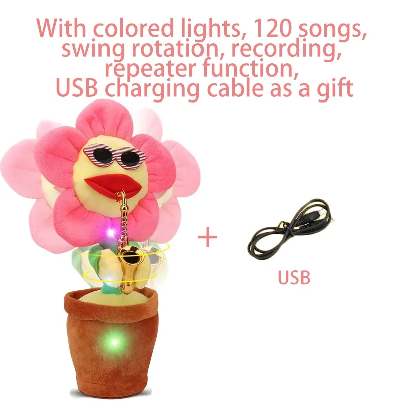 Новинка Забавный Милый танцующий Подсолнух саксофон плюшевая игрушка на заказ Мягкое Животное для детей светлая Музыка