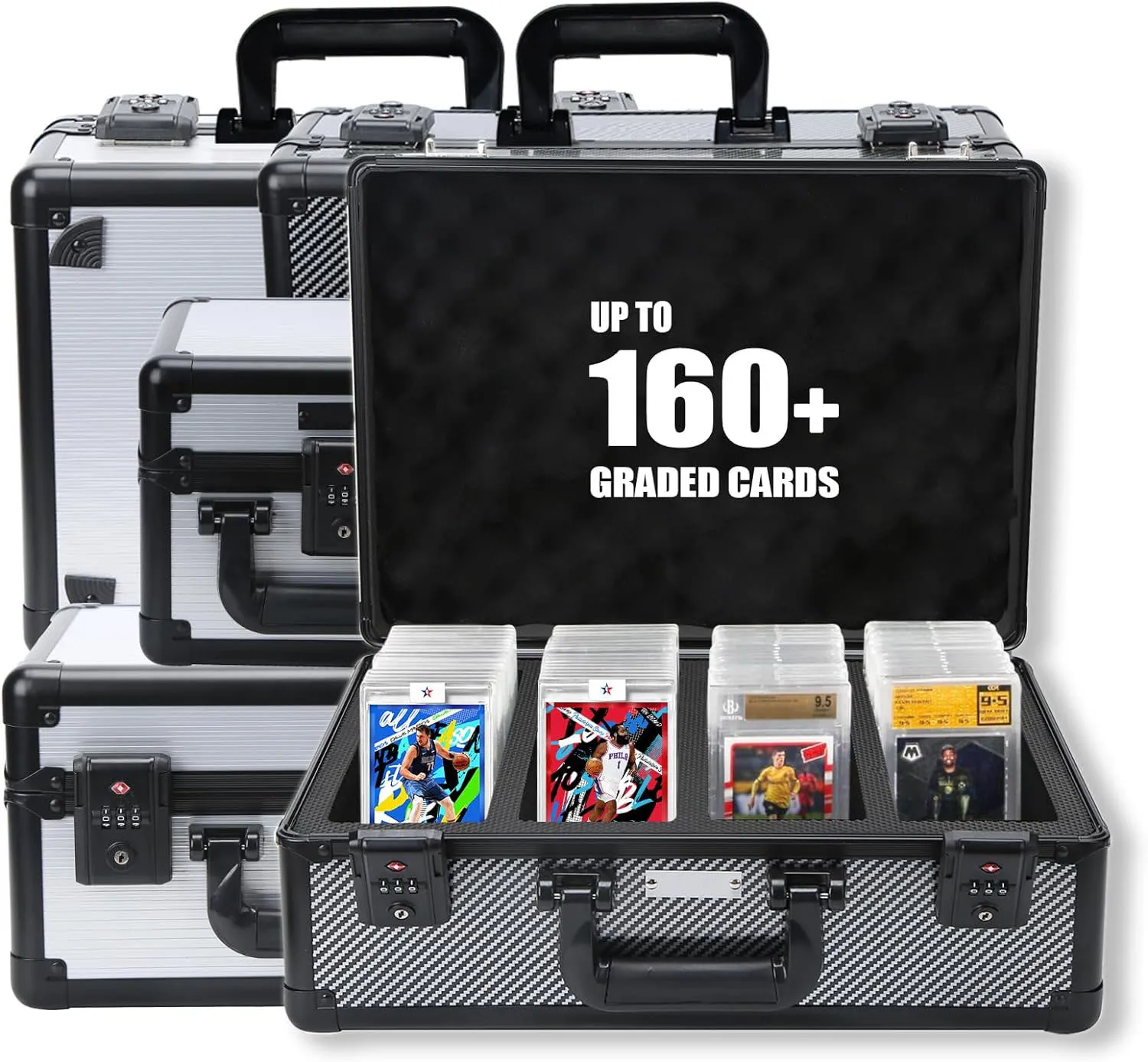 4 Row Custom Carrying Aluminum Graded Card Storage Case for PSA, BGS, CGC,SGC