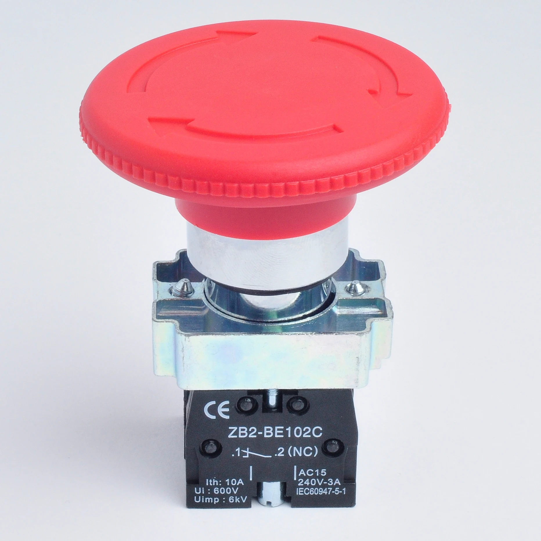 XB2-BS542 30mm 40mm 60mm emergency stop mushroom big  plastic metal push button switch self-locking 1NC