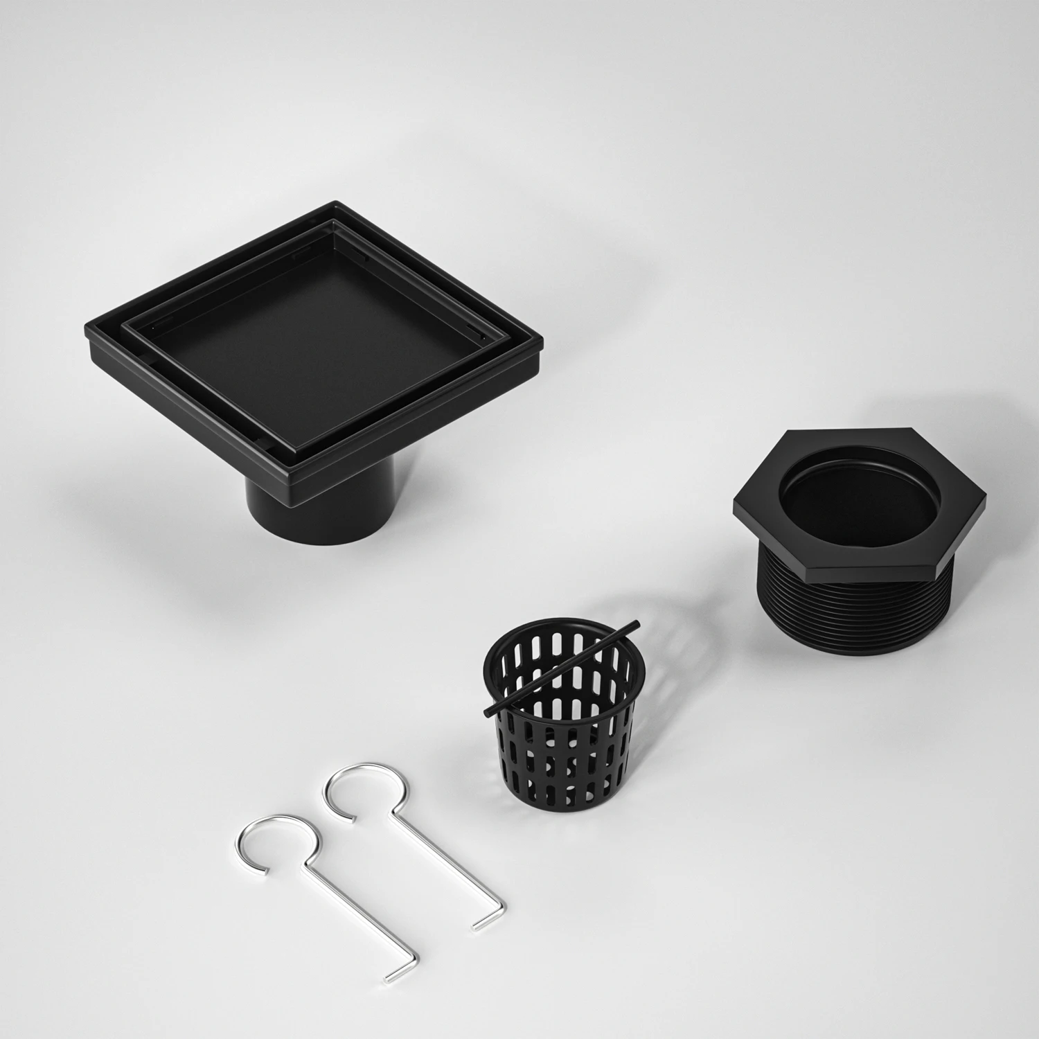 American Style cUPC Certified Matte Black Bathroom or Kitchen Square Shower Floor Drain with ABS Bonding Flange