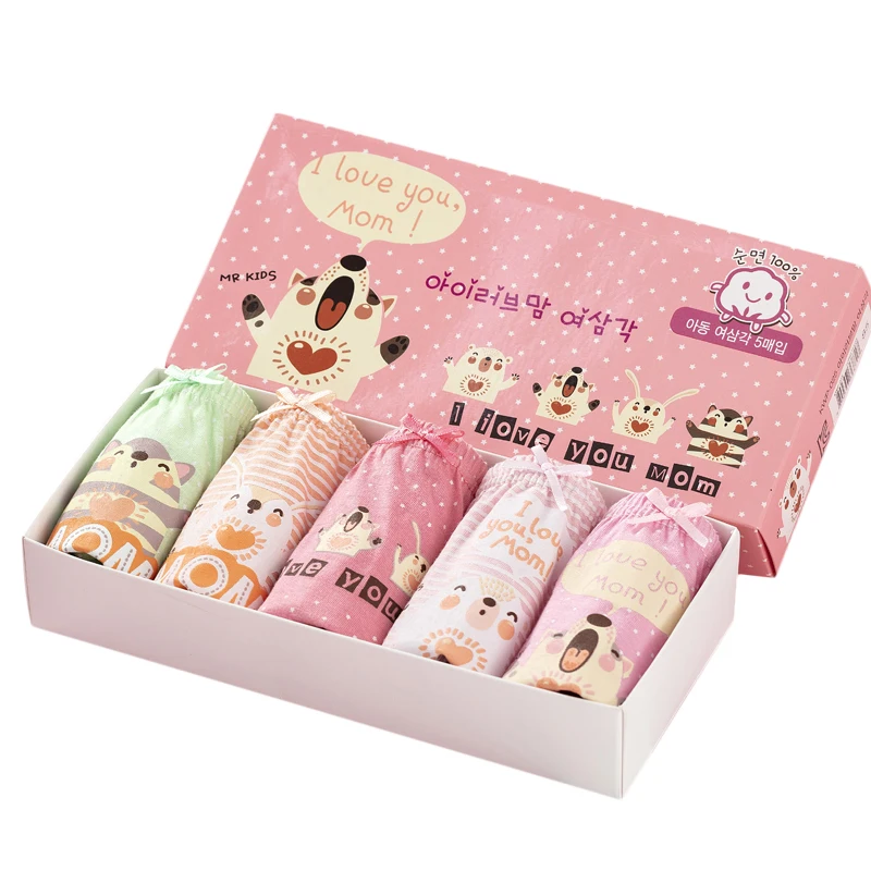 
Hot selling cotton 5pcs one box kids underwear girls korean kids panties wholesale children wearing panties 