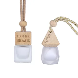 2022 Hot Sales Car Hanging Air Freshener Empty Frosted Car Perfume Bottle Glass Bottle Diffuser for Essential Oils
