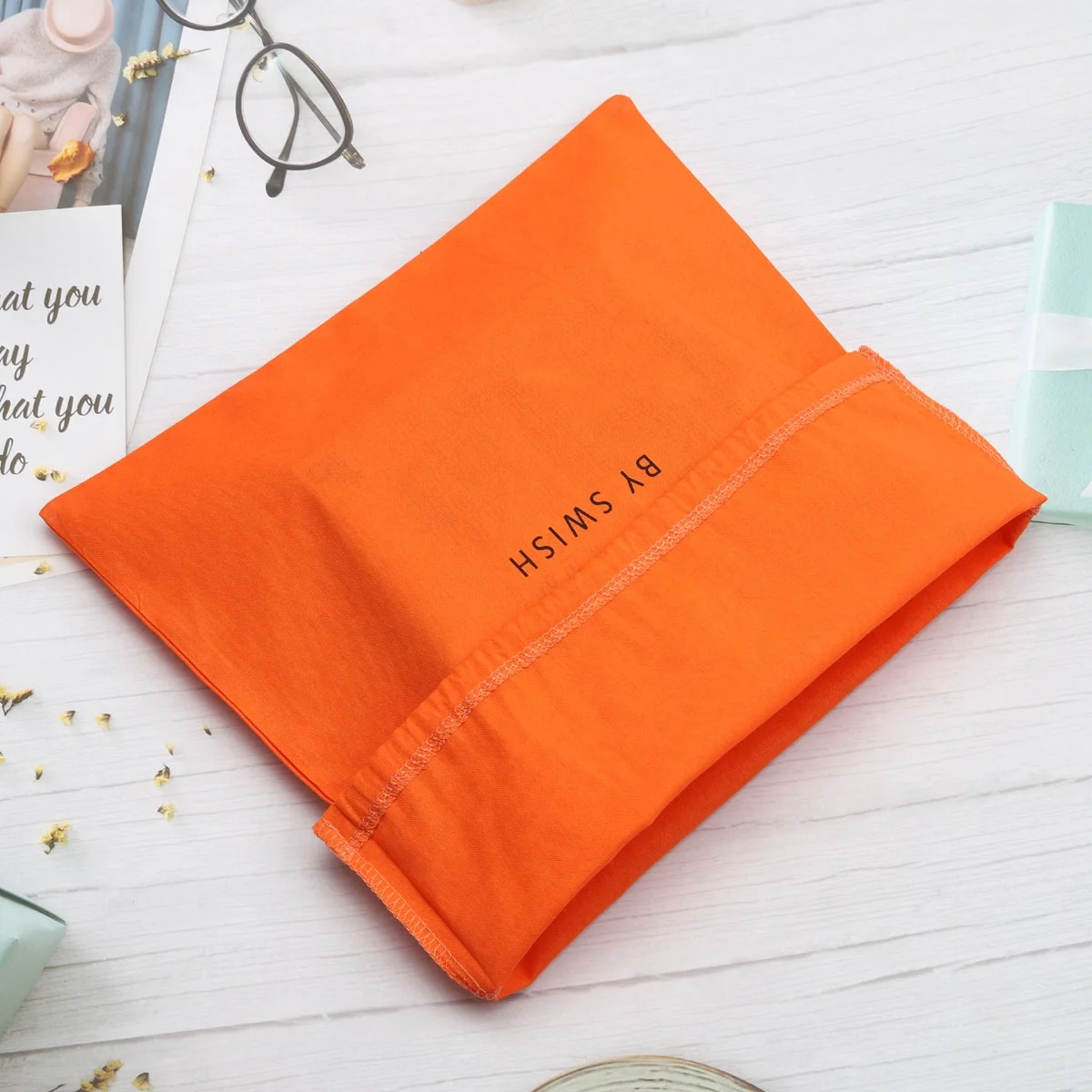 Custom Size Organic Orange Cotton Drawstring Dust Bag For Shoe Christmas Gift Logo Printed Cotton Linen Pouch Shopping Bag