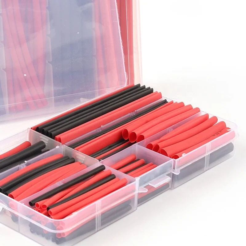 100/127/150PCS With Boxed Black Red Heat Shrink Tube Sleeving Set Wire Cable Insulated Polyolefin Sleeve Kit Heat Shrink Tubing