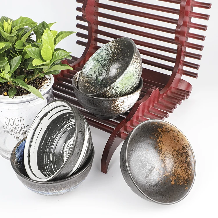 Japanese Style Ceramic Cereal Bowls Porcelain 260ml Salad Soup Rice Bowl Set, Multi Colors (4.5 inch)