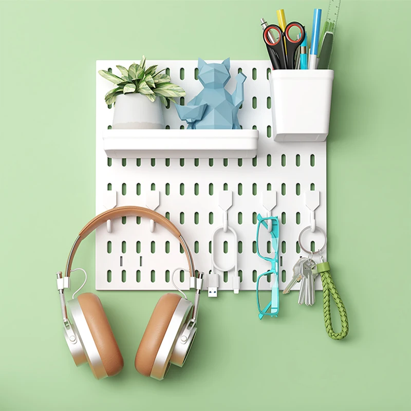 Multifunctional perforated board Expandable computer desk accessories storage holders Wall Panel Organizer for Space-saving