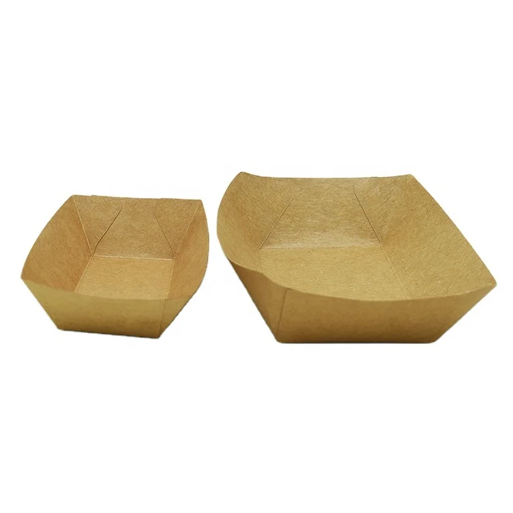 Hot Sale Shallow Snack Paper Tray Disposable Food Tray Cheap Kraft Paper Tray