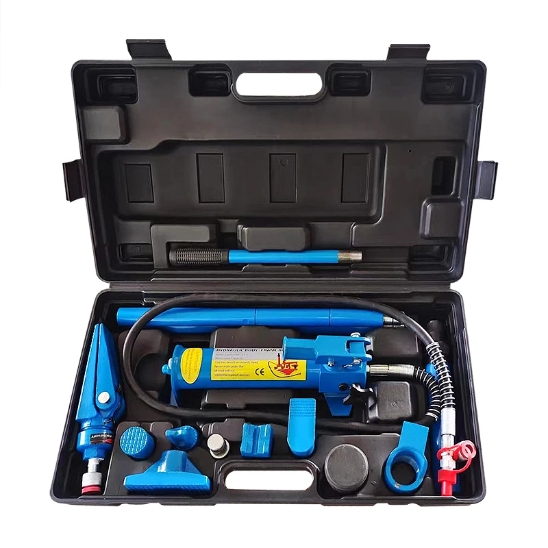 Frame Repair Kit Repair Vehicle Equipment Portable 10 Ton Porta Power Hydraulic Jack with plastic box