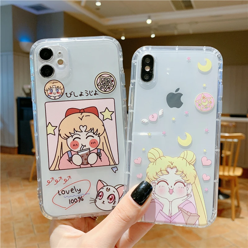 Hot sale new beautiful girl  Phone11 mobile phone shell bag anti-fall 11ProMax  X XS cute transparent mobile phone bags