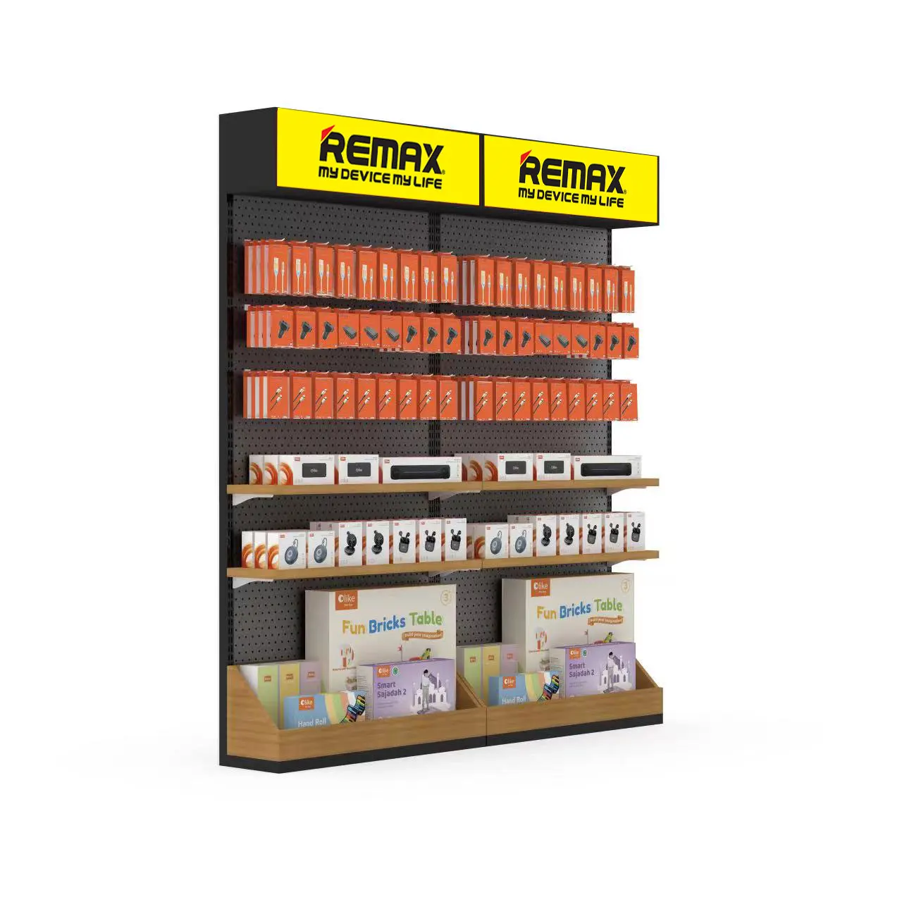 Customized Mobile Phone Accessories Rack Wall Display Cabinet Cell Phone Metal Shelves For Phone Case