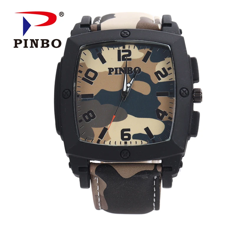 hot selling custom your logo Leather Band  classic wrist watch cheapest Quartz Geneva sport camouflage Watches for boy