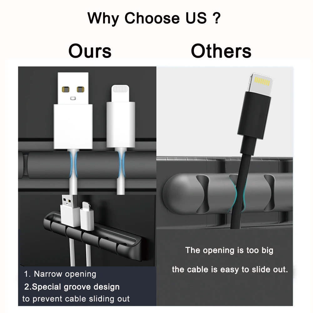  Новый дизайн зажимы для проводов и кабелей органайзер управления шнуром держатель USB-кабеля зарядки/шнура питания/кабеля мыши ПК офиса