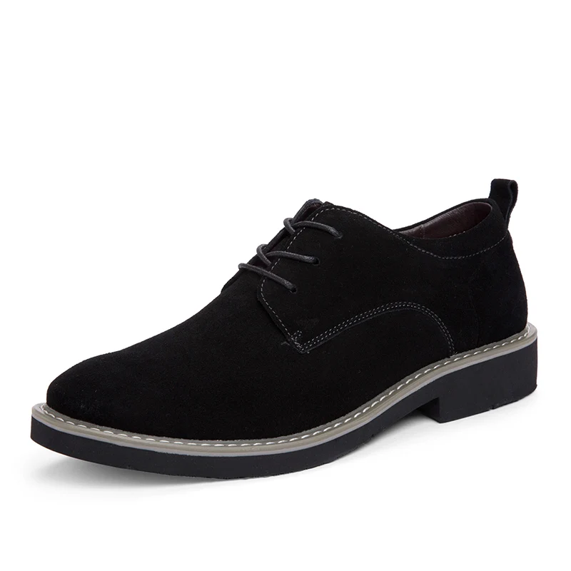 New Low Cut Suede Leather Lace Up Comfortable Durable Fashion Men Casual Leather Dress Shoes