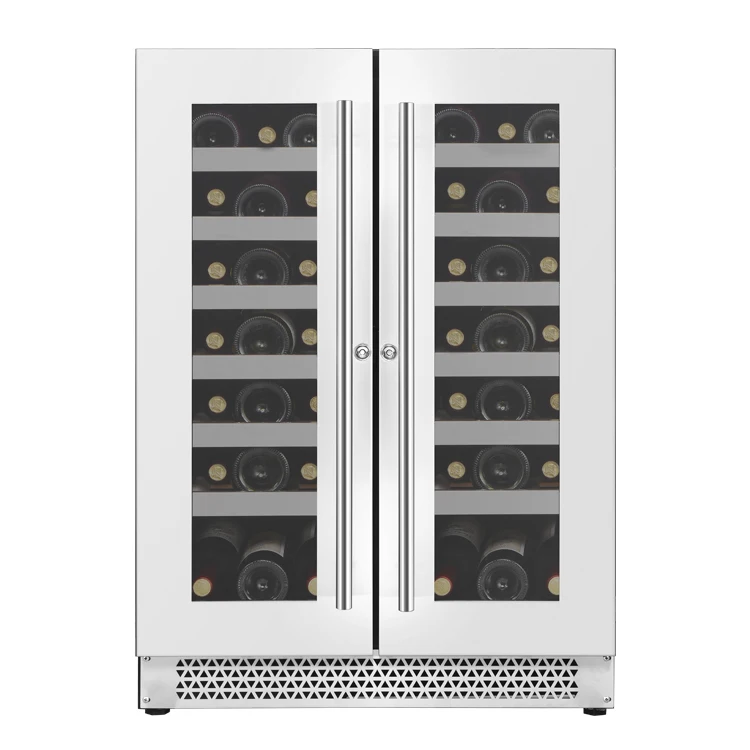 OEM Digital Electronic 2 Glass Door Built-in  2-1 Wine Cooler Fridge Wine Chiller