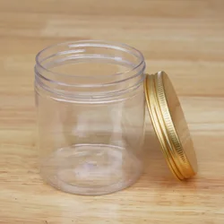 wholesale food grade clear Transparent wide mouth food body butter lips cosmetic containers plastic PET jar with aluminum Lid
