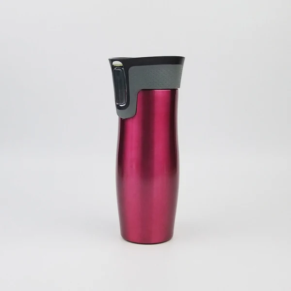 High quality 16 oz sliver stainless steel autoseal thermo cup thermal tumbler travel coffee mug with easy-clean lid