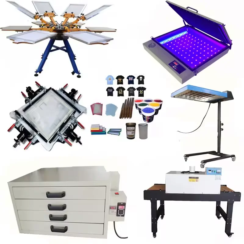 all set t-shirt printing machines and materials Silk Screen Printer Machine 6 Color 6 Station Screen Printing Press