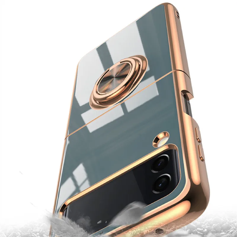 Electroplating Ring Bracket Magnetic Car Protective Phone Case Cover For Samsung galaxy Z Flip4 Flip 4 3
