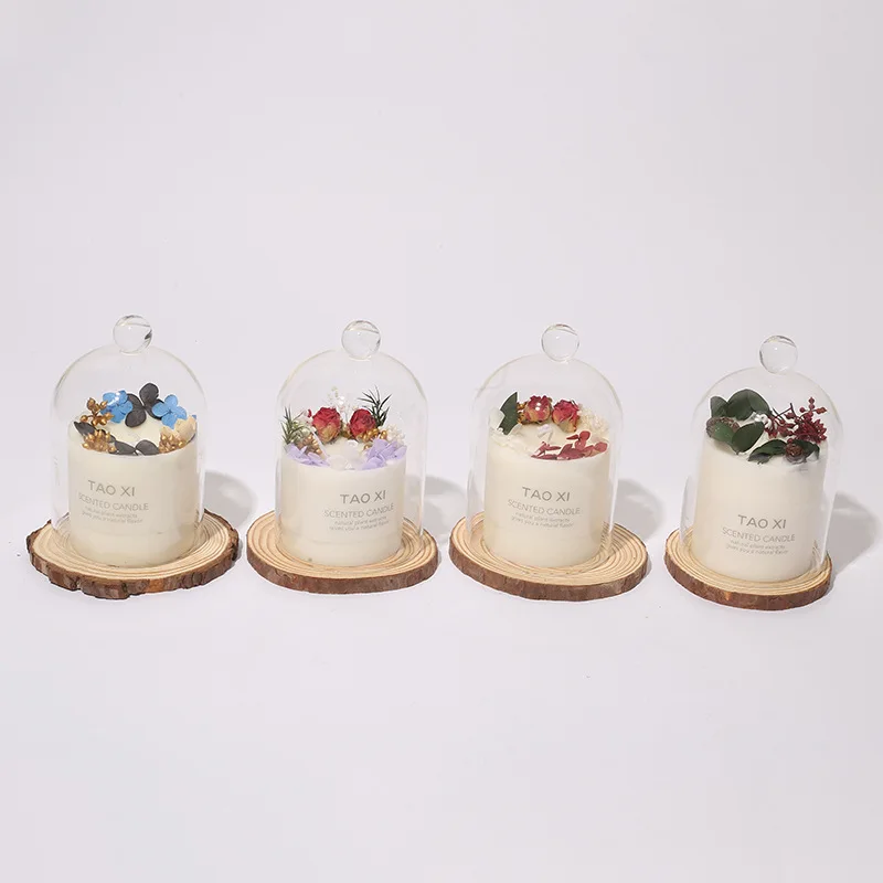 Beeman Aromatherapy Soy Wax Dried Flower Scented Candle With Glass Jar