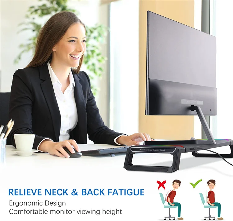 Заводская подставка для монитора ноутбука, монитор экрана, подставка для мобильного телефона, Алюминиевая Подставка для монитора с RGB-подсветкой