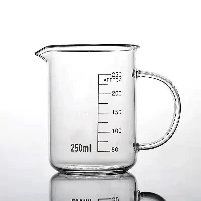 Customized Best Quality Mini Transparent Mixing Beaker Mug Borosilicate Chemical Glassware Glass Beaker With Handle For Lab Use