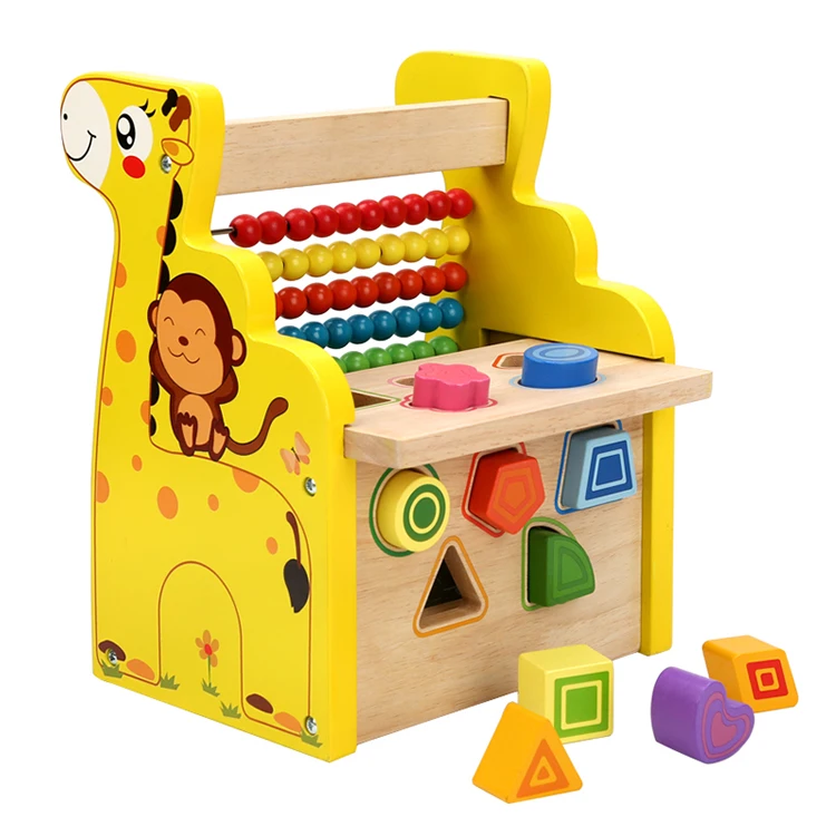 Интеллектуальная коробка расчет рамка форма познания съемные бусины деревянный жираф обучающие игрушки