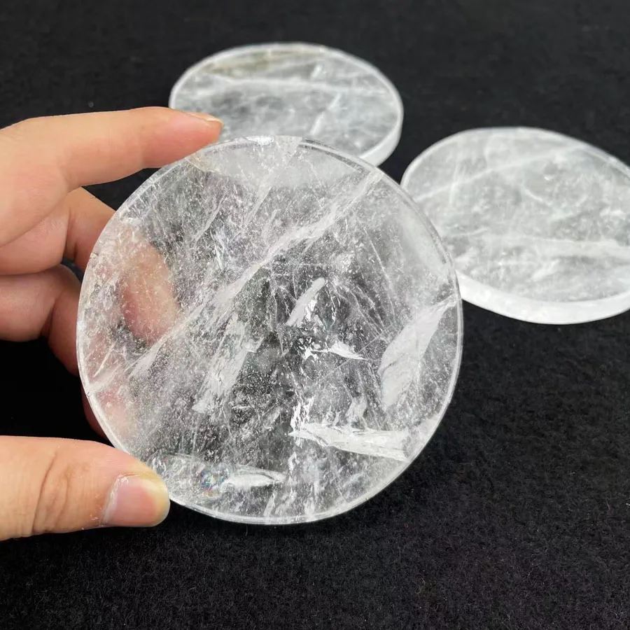 10 см заказной Натуральный прозрачный кварцевый кристаллический диск