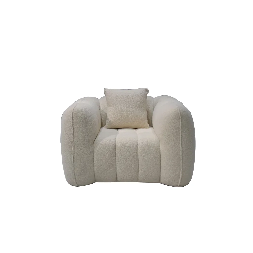 Minimalist White Fabric Compression Sofa Set for Living Room Hall Villa Reclining with Lazy Style Model