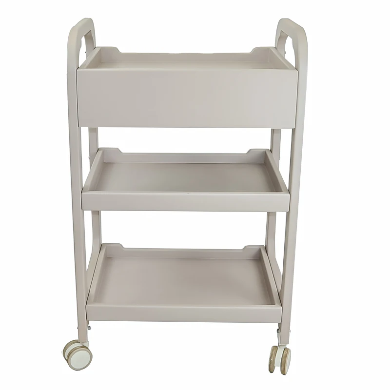Three Tier Beauty Salon Trolley Beauty Salon Home Makeup Tattoo Locker with Drawers Salon Rolling Storage Trolley