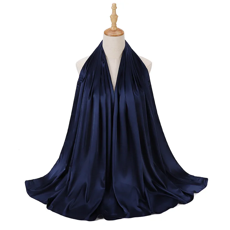 Southeast Asia High quality Solid Color Crypto Chiffon Bubble Silk-like Warp Stripe Muslim Scarf Hijab